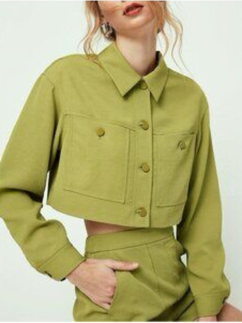 Wilfred Cropped Light Olive Jacket